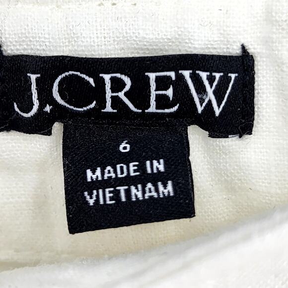 J. Crew Seaside White Cargo Linen-Lyocell Blend Women's Pants Size 6 - Picture 2 of 4